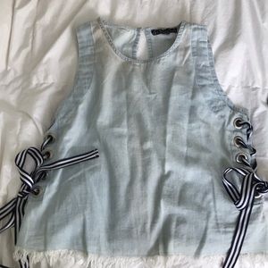 💍Denim halter top with ribbon details 💍